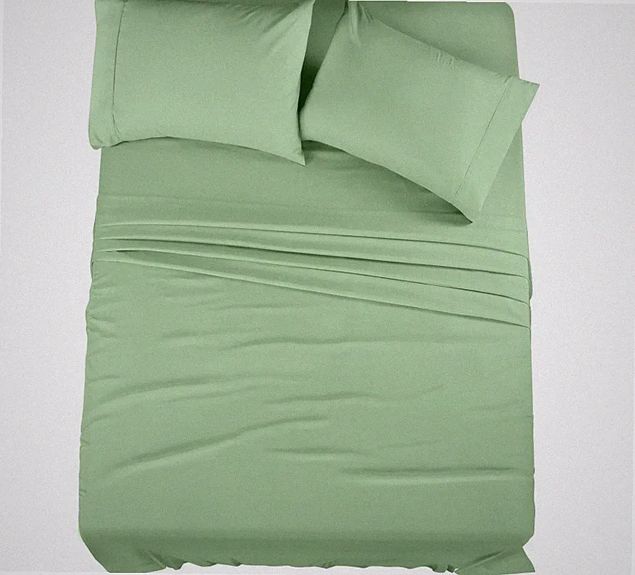 4 Piece Utopia Bedding FULL Bed Sheets Set SAGE Bedding Flat Fitted Pillowcases