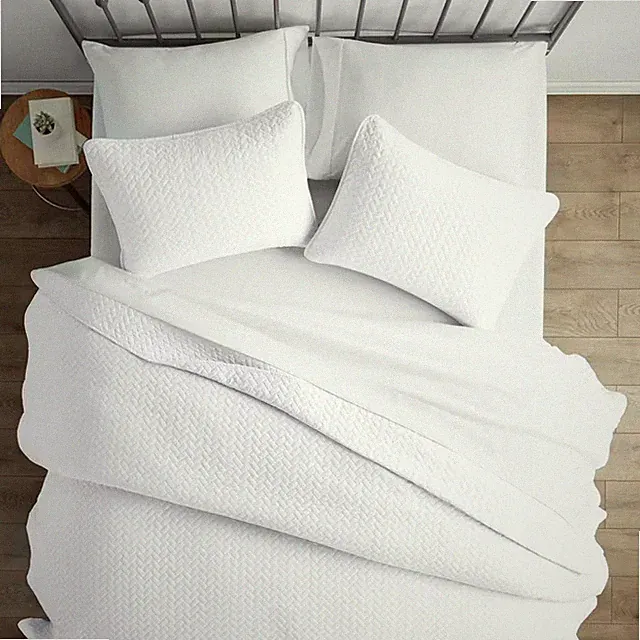 Herring White Microfiber Twin Performance Quilted Coverlet Set