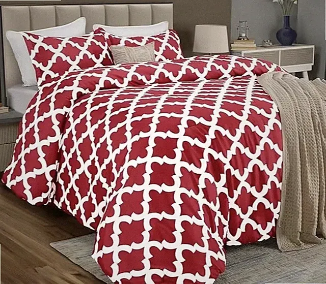 King Red Printed Comforter Set with 2 Pillow Shams Utopia Bedding