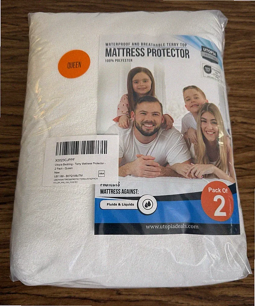 NEW UTOPIA BEDDING (2) Queen Terry Top Mattress Protectors Waterproof Breathable
