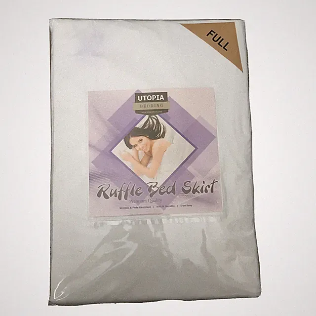 NEW Utopia bedding Ruffled Bed Skirt Full White Wrinkle & Fade Resistant