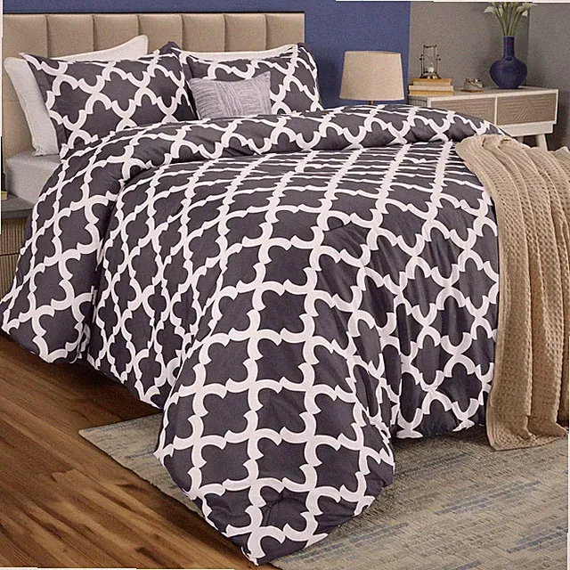 Queen Comforter Set 3 Piece Grey by Utopia Bedding, Queen, Quatrefoil Gray