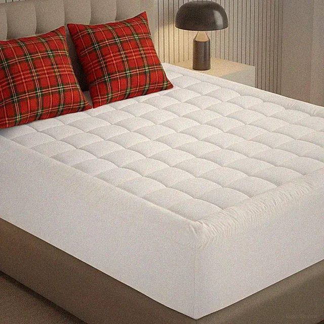 Queen Mattress Pad with Deep Pocket Quilted 60x80 Inches White