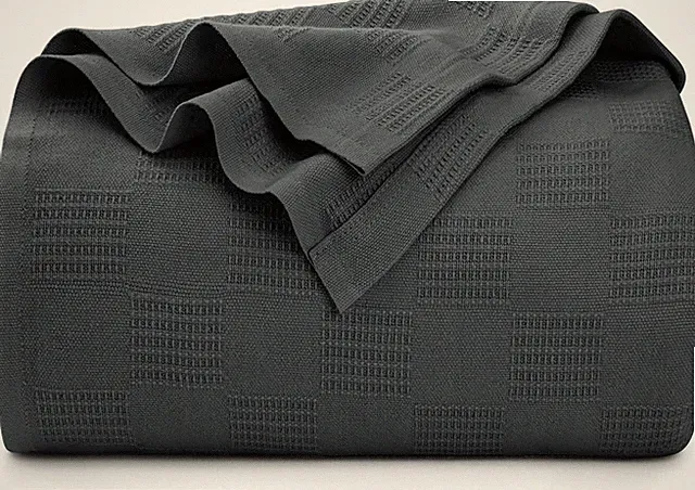 Smoke Gray 100% Cotton Blanket Full Size - 90x84 Inch 350GSM Lightweight Soft...