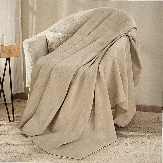 Utopia Bedding 100% Cotton Thermal Blanket Khaki Throw Size Throw