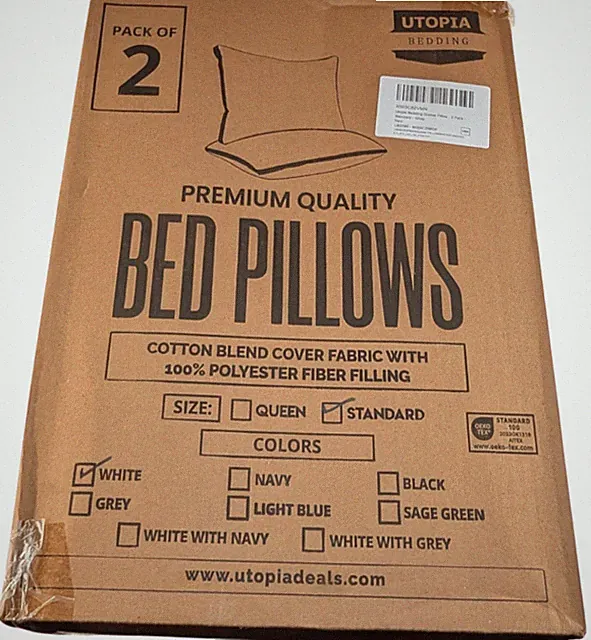 Utopia Bedding Bed Pillows Standard White 2 Pack