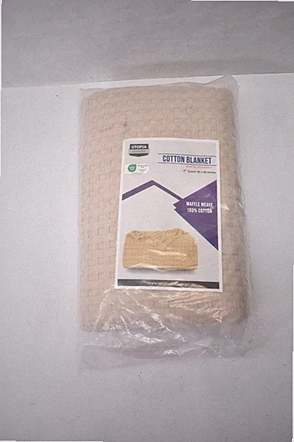 Utopia Bedding Cotton Blanket Waffle Weave 100% Cotton Beige Queen Size