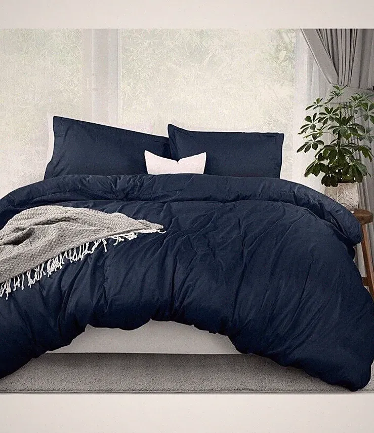 Utopia Bedding Duvet Cover Set Full Navy Blue Cover 2 Pillow Shams Zipper Closer