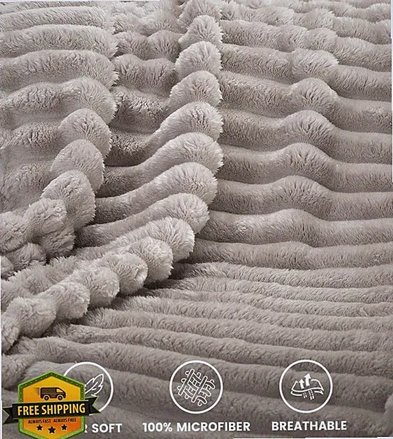 Utopia Bedding Fleece Blanket Throw, Ribbed Stripe, 50x60 Inches