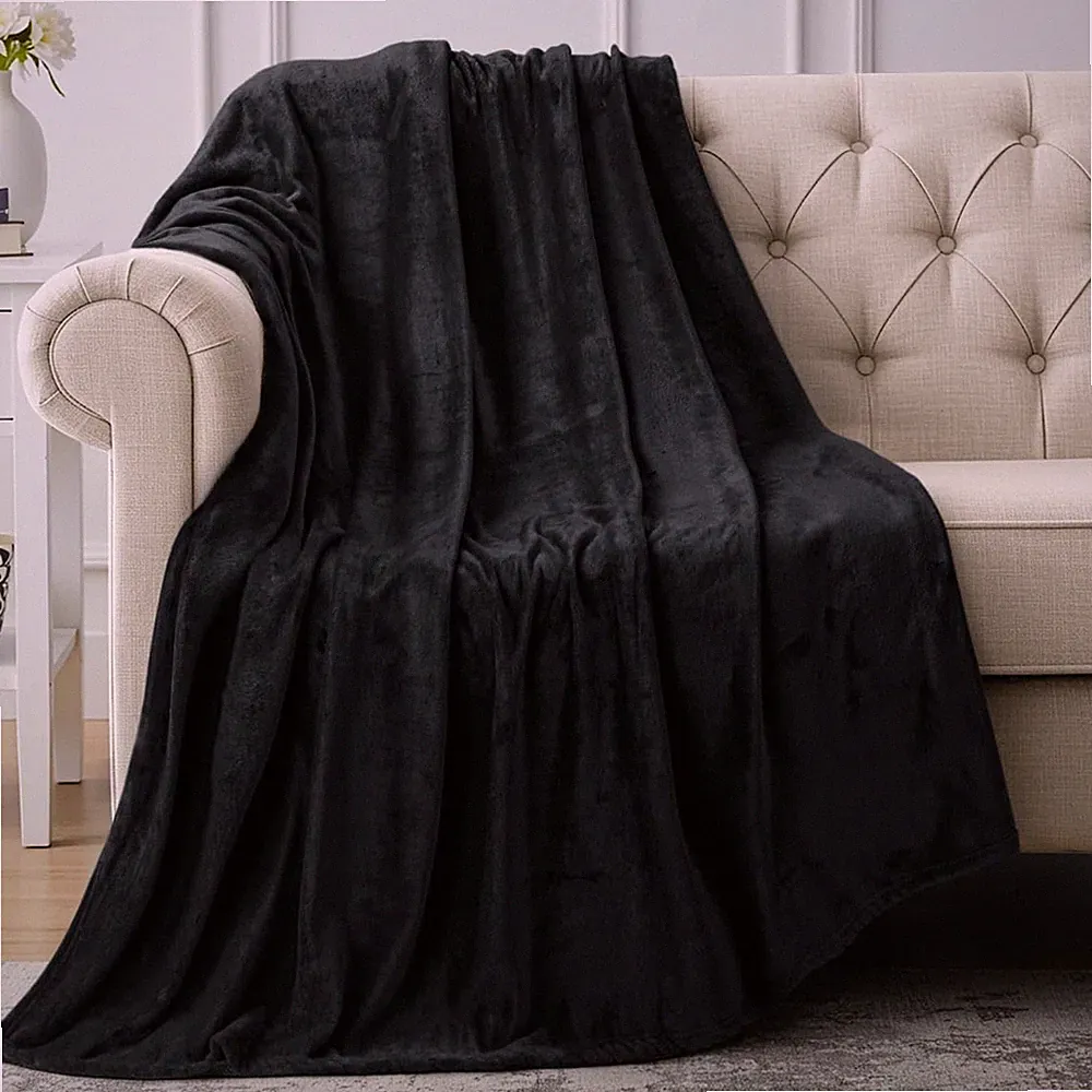 Utopia Bedding Fleece Blanket Throw Size Black 300 GSM Luxury Anti-Static Fuzzy