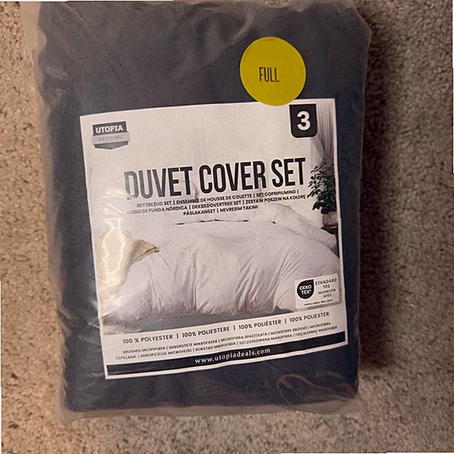Utopia Bedding Full Duvet Cover Set 3 Piece Gray Brushed Microfiber New