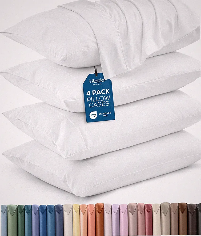 Utopia Bedding King Pillow Cases - 4 Pack - Envelope - of 4, White