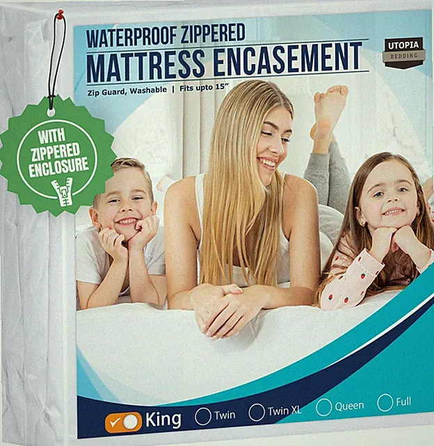 Utopia Bedding Mattress Protector Zippered King Size, 100% Waterproof Bed Bug an