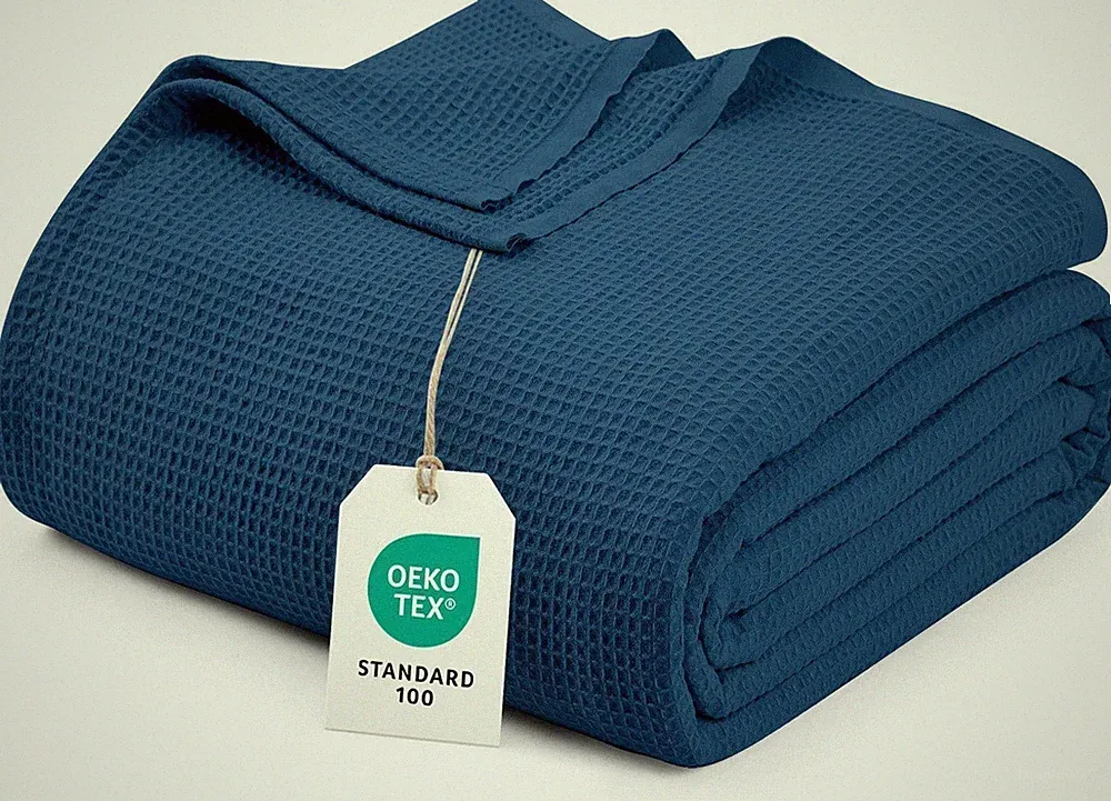 Utopia Bedding Navy Waffle Blanket King Size Soft Lightweight Breathable...