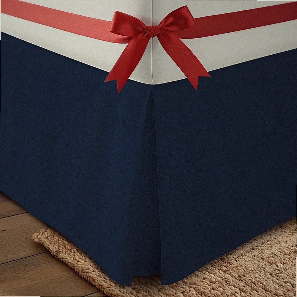 Utopia Bedding Queen Bed Skirt - Soft Quadruple Pleated Ruffle - Queen, Navy