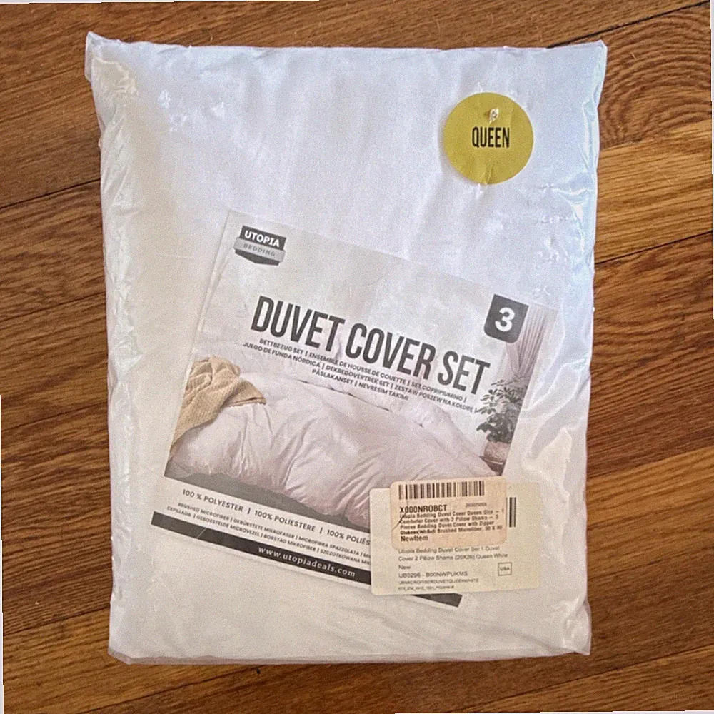 Utopia Bedding Queen Duvet Cover Set 3 Piece White 100% Polyester Solid