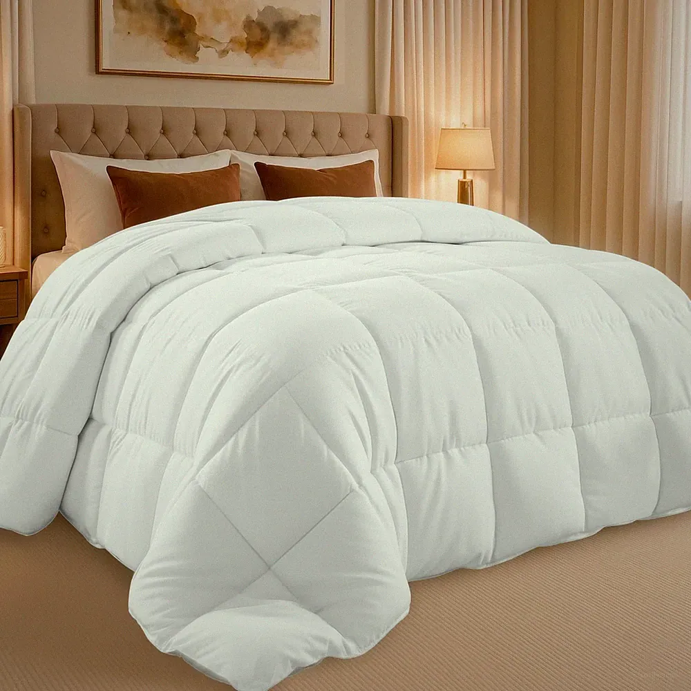 Utopia Bedding Queen Size Comforter Quilted White Box Stitched Down 88"x88"
