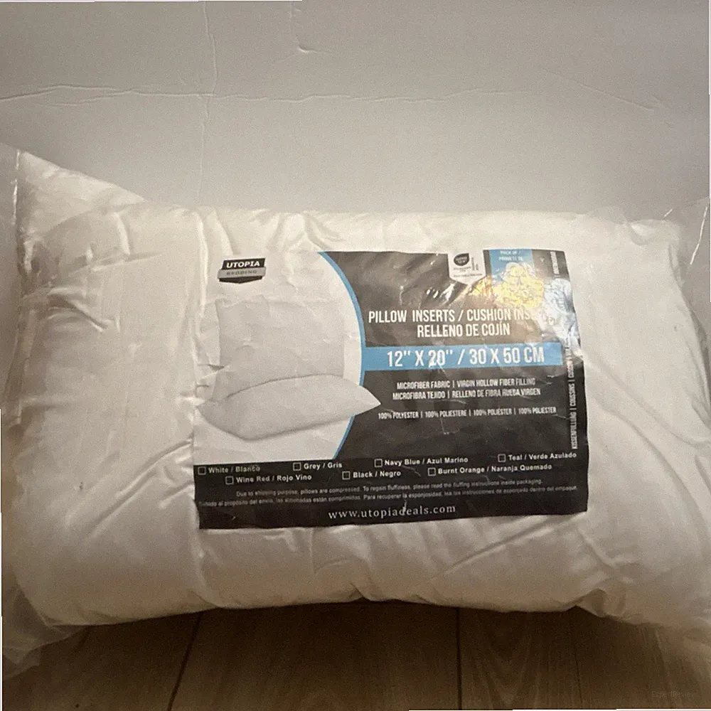 Utopia Bedding Rectangular Pillow Insert 12 x 20 in White 100% Polyester Solid