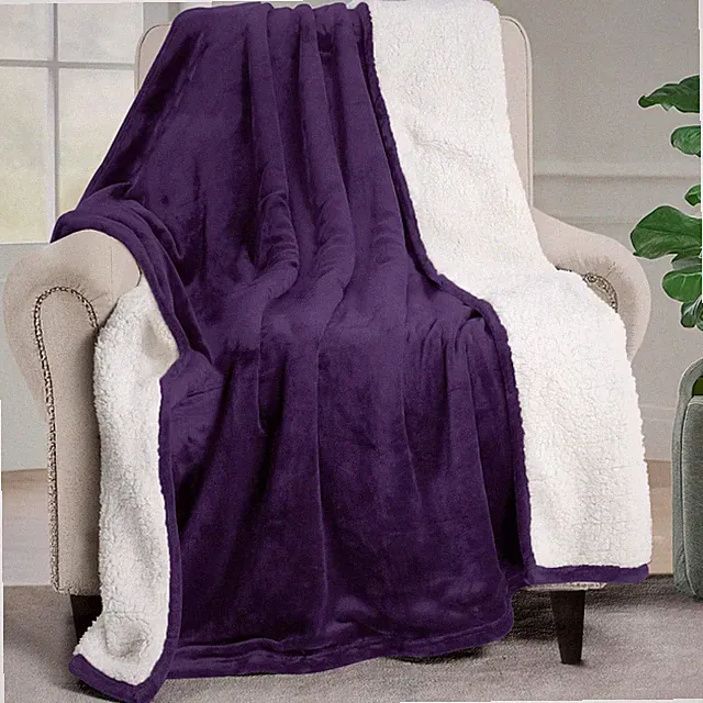 Utopia Bedding Sherpa Blanket Throw Size (Plum, (50x60 Inch), Plum