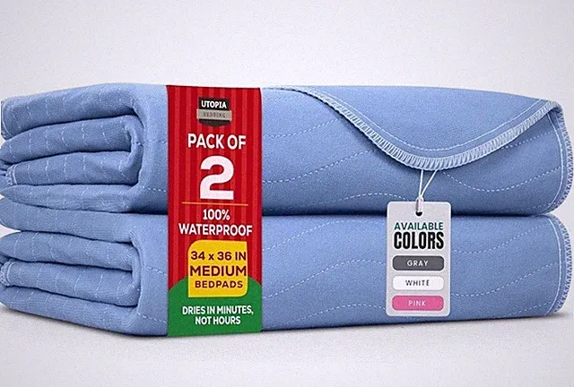 Utopia Bedding Washable Underpads 34" x 36" (Pack of 2) Waterproof Blue NEW