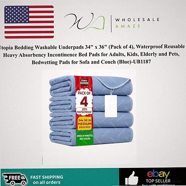Utopia Bedding Washable Underpads 34" x 36" (Pack of 4) UB1187