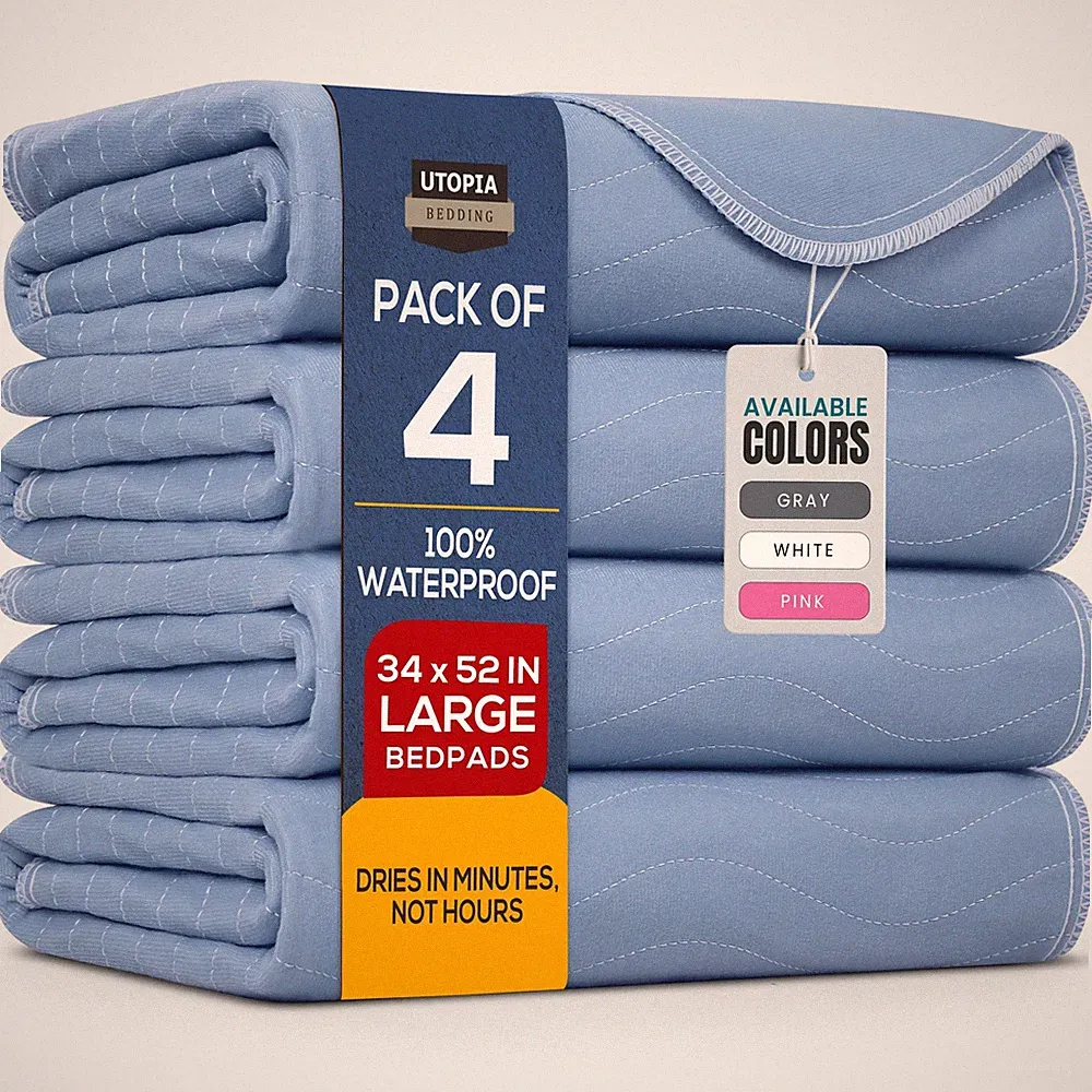 Utopia Bedding Washable Underpads 34" x 52" (Pack of 4), Waterproof Reusable...