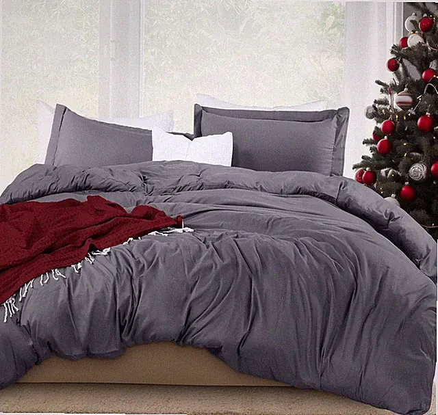 Utopia Queen Grey Duvet Cover Set: Zipper, 90x90" Cover, 2 Shams 20x26" (3 Pc)