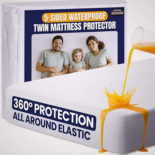 Waterproof 5-Sided Mattress Protector Twin Size, Premium Breathable Mattress...